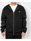 F W Triangle Logo ReNylon Hooded Jacket Black UJL35A - PRADA - BALAAN 1