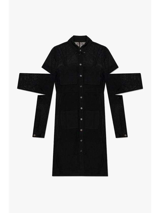 Women's Cutout Detail Sheer Jersey Shirt Midi Dress Black - BURBERRY - BALAAN 1