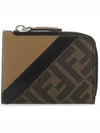 FF motif zipper card wallet brown - FENDI - BALAAN 1