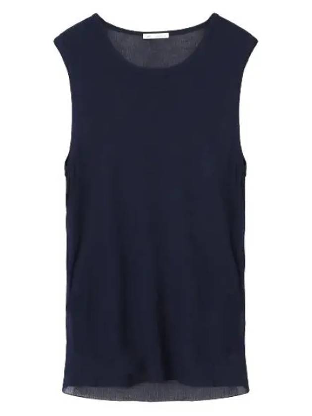 Ride Ribbed Long Tank Sleeveless Navy - AMI - BALAAN 2