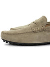 Men's City Gomino Suede Driving Shoes Beige - TOD'S - BALAAN 9