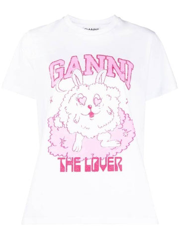 Love Bunny Short Sleeve T-Shirt White - GANNI - BALAAN 1