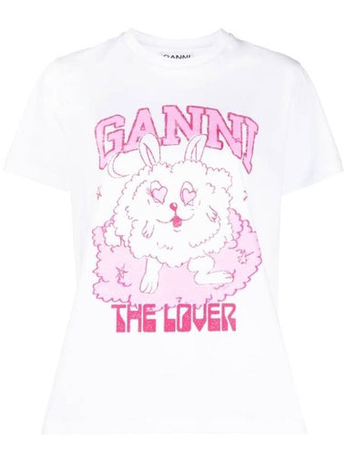 Love Bunny Short Sleeve T-Shirt White - GANNI - BALAAN 1