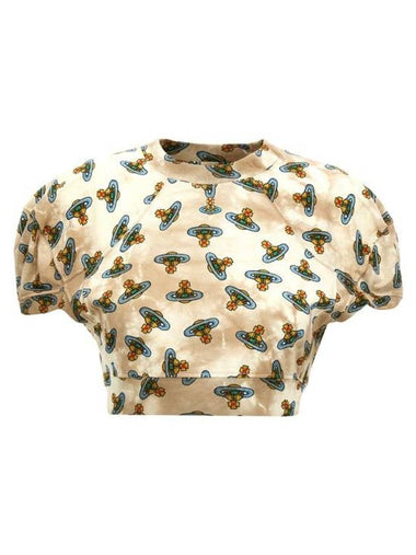 Football Cropped Short Sleeve T-Shirt Sand - VIVIENNE WESTWOOD - BALAAN 1