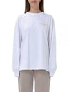 Logo Print Cotton Long Sleeve T-Shirt White - GANNI - BALAAN 2