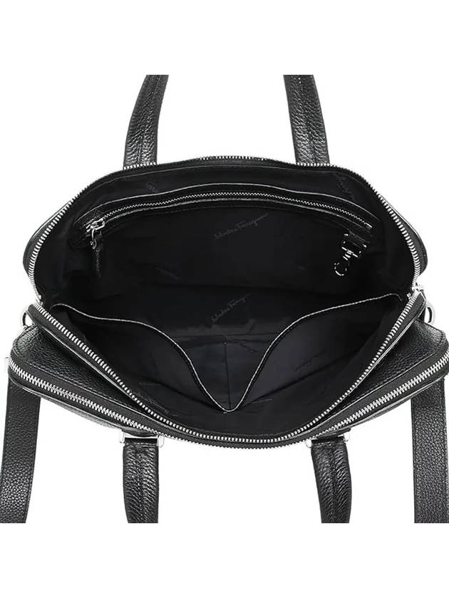 Gancini Leather Brief Case Black - SALVATORE FERRAGAMO - BALAAN 5