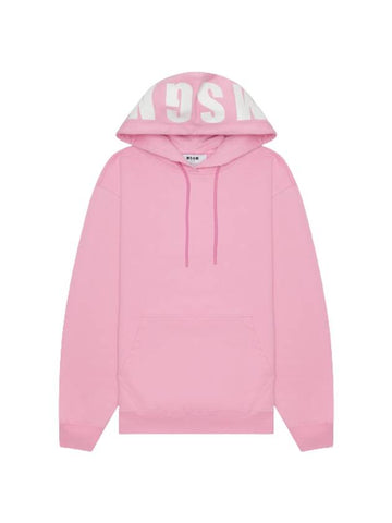 Maxi Logo Cotton Hoodie Pink - MSGM - BALAAN 1