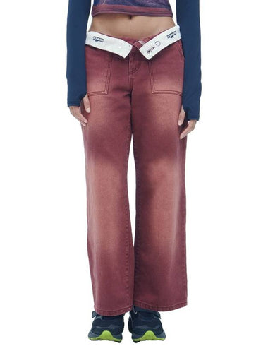 Turn Up Logo Belt Low Rise Jeans Wine - DILETTANTISME - BALAAN 1