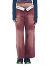 Turn Up Logo Belt Low Rise Jeans Wine - DILETTANTISME - BALAAN 1