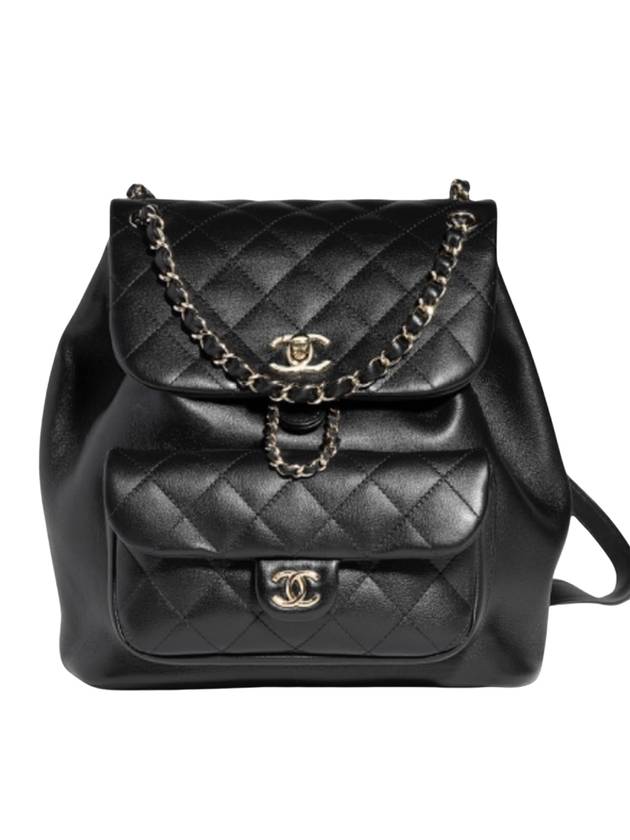 Backpack Calfskin Gold Metal Black - CHANEL - BALAAN 1