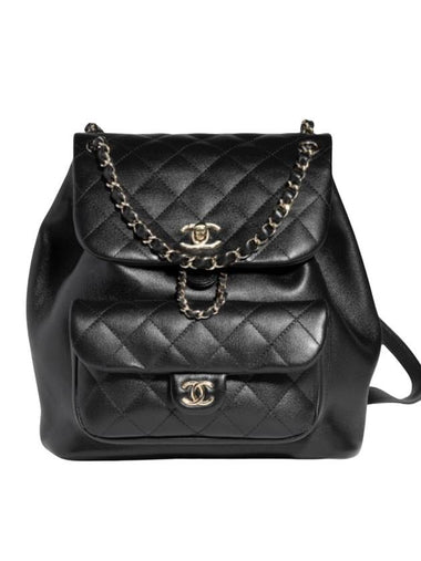 CC Logo Calfskin Backpack Black - CHANEL - BALAAN 1