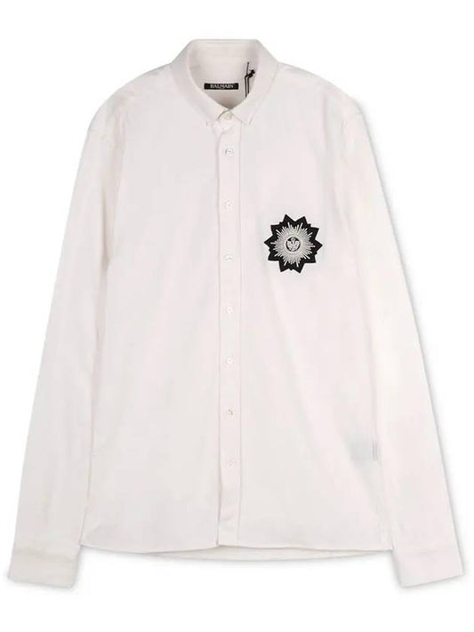 Men's Patch Long Sleeve Shirt White - BALMAIN - BALAAN 2
