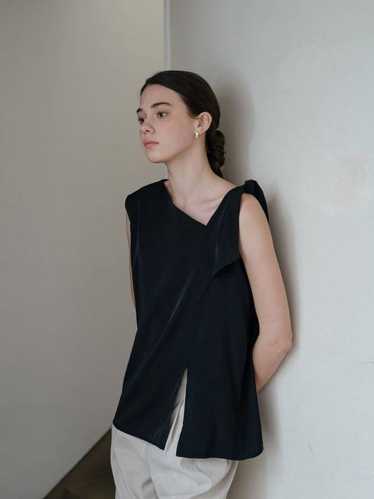 Black asymmetric blouse - YOUNESS - BALAAN 1