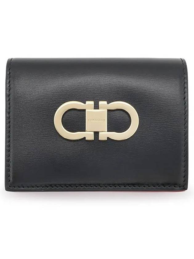 Double Gancio Half Wallet Black - SALVATORE FERRAGAMO - BALAAN 3