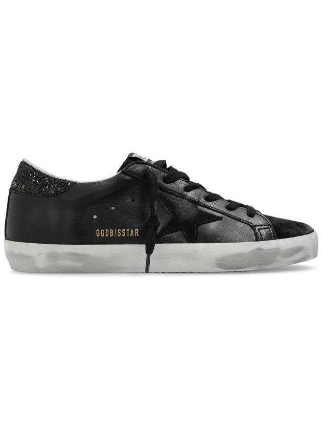 Superstar Glitter Tab Leather Low Top Sneakers Black - GOLDEN GOOSE - BALAAN 1