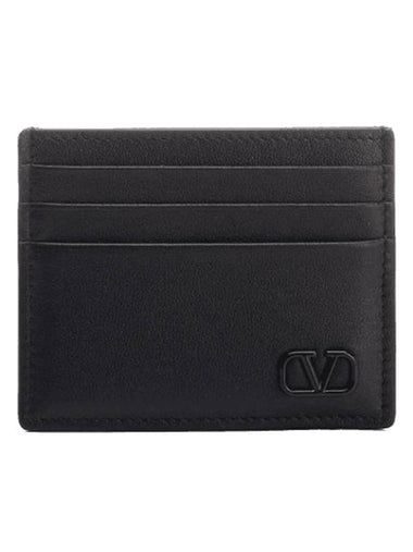 V Logo Signature Card Wallet Black - VALENTINO - BALAAN 1