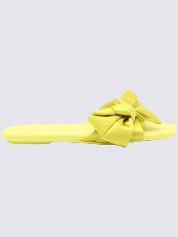 Stuart Weitzman Yellow Leather Loveknot Flat Sandals - STUART WEITZMAN - BALAAN 1