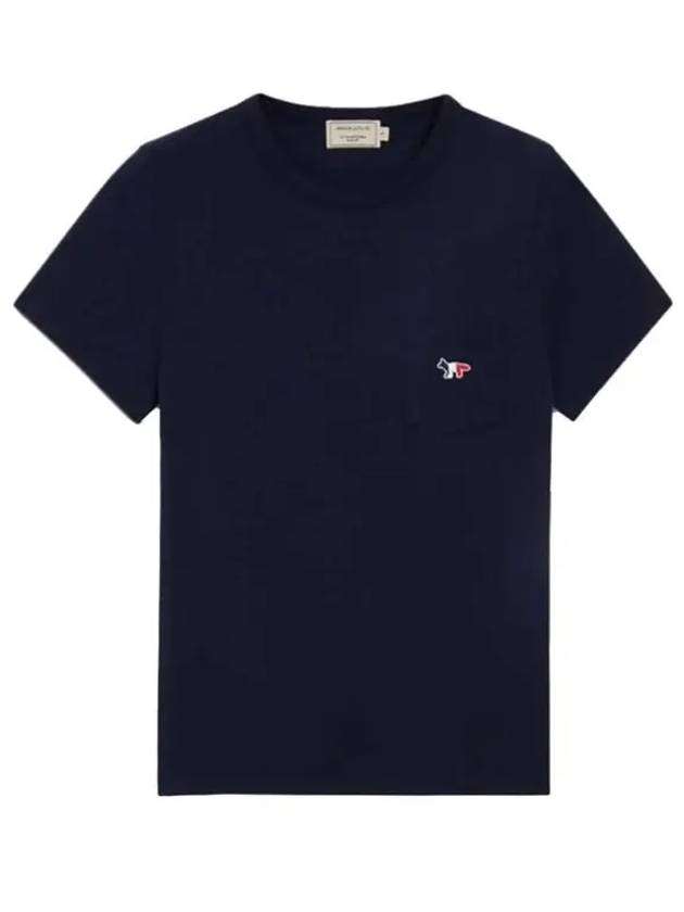 Tricolor Fox Patch Classic Pocket Short Sleeve T-Shirt Navy - MAISON KITSUNE - BALAAN 2