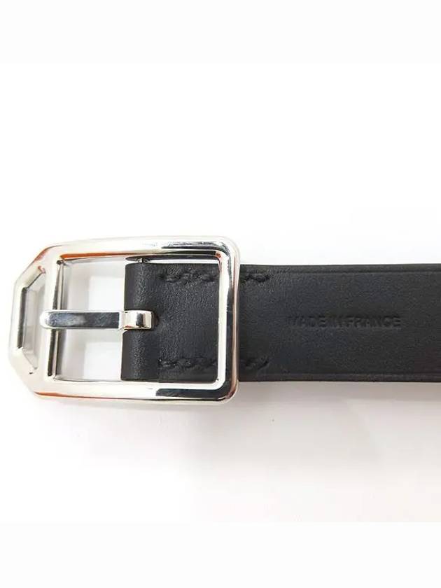 Black leather CUIR PADDOCK GM silver buckle bracelet unused - HERMES - BALAAN 3