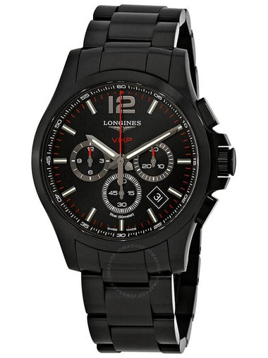 Longines Conquest V.H.P. Chronograph Black Carved Dial Men's Watch L37272566 - LONGINES - BALAAN 1