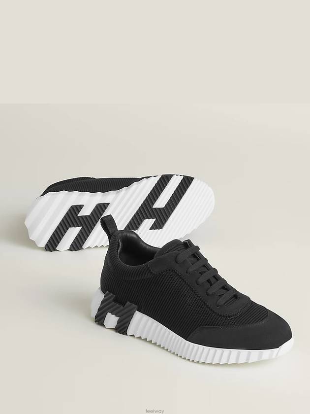 Bouncing Mesh Suede Goatskin Low Top Sneakers Noir - HERMES - BALAAN 2