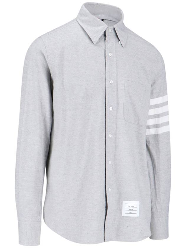 Men's Diagonal Solid Flannel Long Sleeve Shirt Grey - THOM BROWNE - BALAAN 3