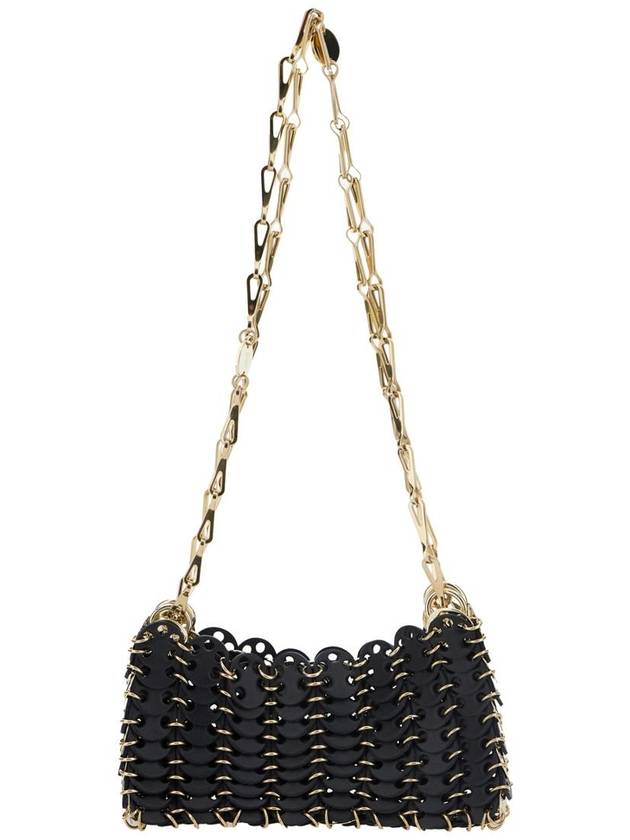 Black Shoulder Bag With Two Chain-Link Shoulder Straps And Logo Engraved Discs In Leather Woman - PACO RABANNE - BALAAN 1