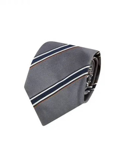 Surprise 10 e point men s striped pattern silk tie charcoal gray 270597 - BRUNELLO CUCINELLI - BALAAN 1