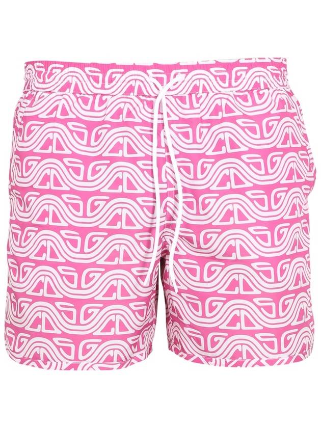 Men's All-Over Wave Logo Print Swarm Shorts Purple - GCDS - BALAAN 2