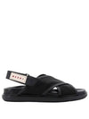 Logo Patch Crossover Sandals Black - MARNI - BALAAN 2