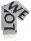 Logo Fringe Wool Mohair Scarf Grey - LOEWE - BALAAN 3