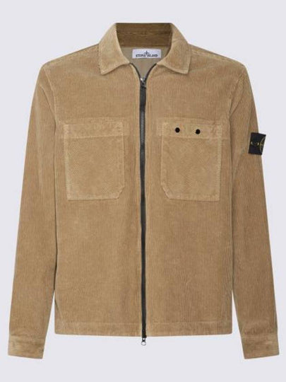 Organic Cotton Corduroy Zip-Up Jacket White - STONE ISLAND - BALAAN 2