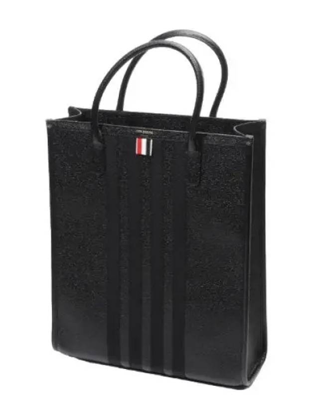 Pebble Grain 4 Bar Tote Bag Black - THOM BROWNE - BALAAN 2