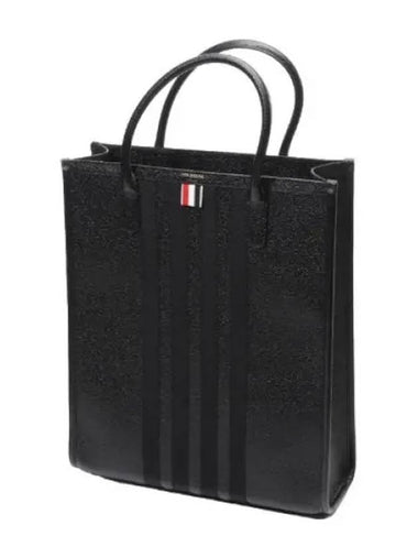 Pebble grained bar leather tote bag - THOM BROWNE - BALAAN 1