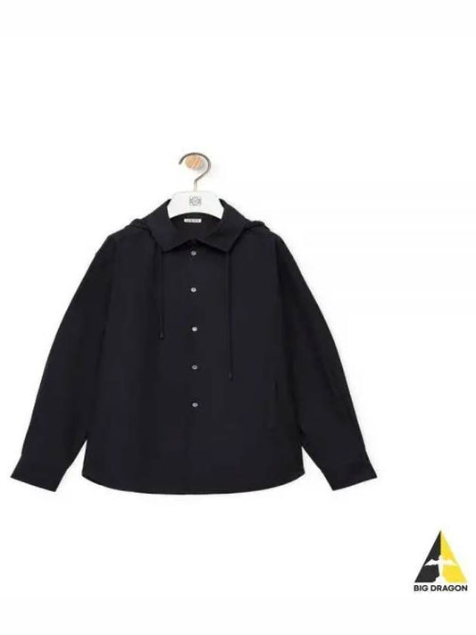 Anagram Overshirt Cotton Hooded Jacket Black - LOEWE - BALAAN 2