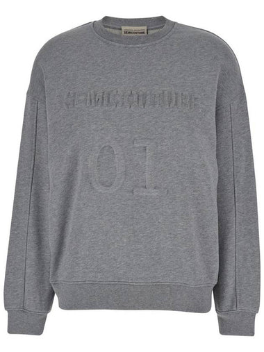 Grey Crewneck Sweatshirt With Tonal Logo Print In Cotton Woman - SEMI COUTURE - BALAAN 1