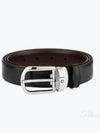 Horseshoe Buckle Reversible Leather Belt Black Brown - MONTBLANC - BALAAN 2