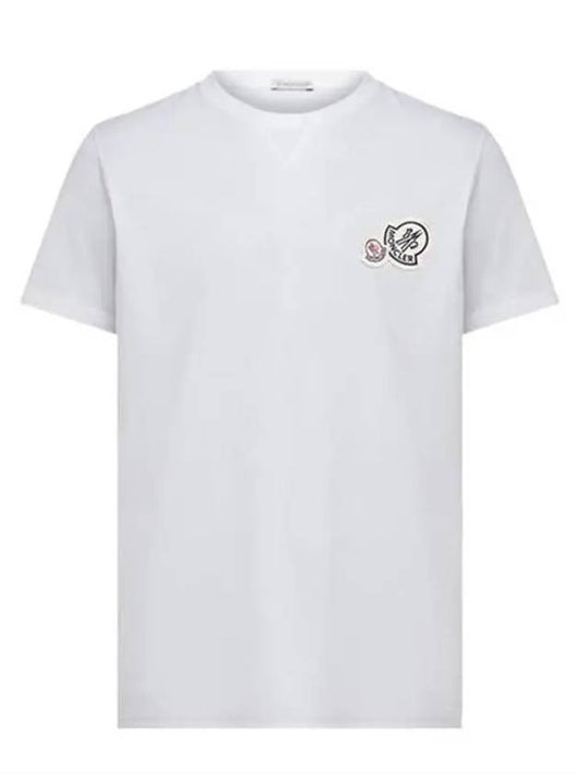 Double Logo Patch Round Short Sleeve T-Shirt White - MONCLER - BALAAN 1