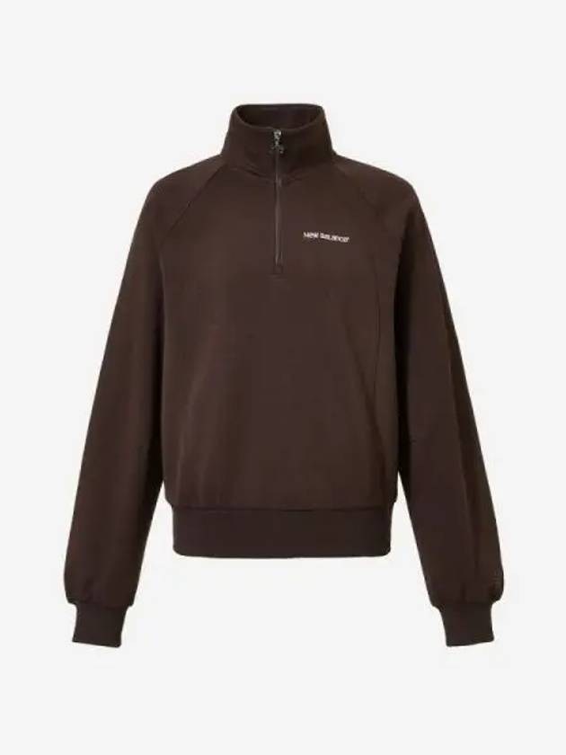 Women s Signature FT Half Zip Up Sweatshirt 22 Dark Brown - NEW BALANCE - BALAAN 1