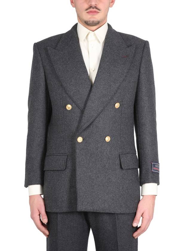 Men's Double Breasted Wool Cashmere Formal Jacket Dark Gray - GUCCI - BALAAN 2