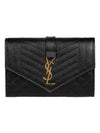 Matelasse Monogram Envelope Small Half Wallet Black - SAINT LAURENT - BALAAN 2