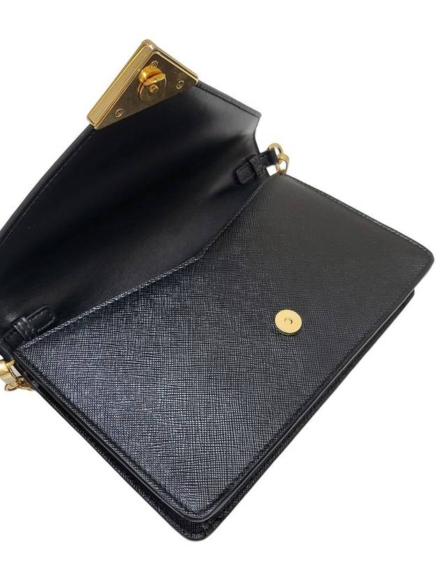 Women s 1BD318 Black Saffiano Triangle Logo Gold Chain Crossbody Bag - PRADA - BALAAN 6