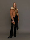 Cropped Suede Shearling Jacket Brown - LESEIZIEME - BALAAN 6