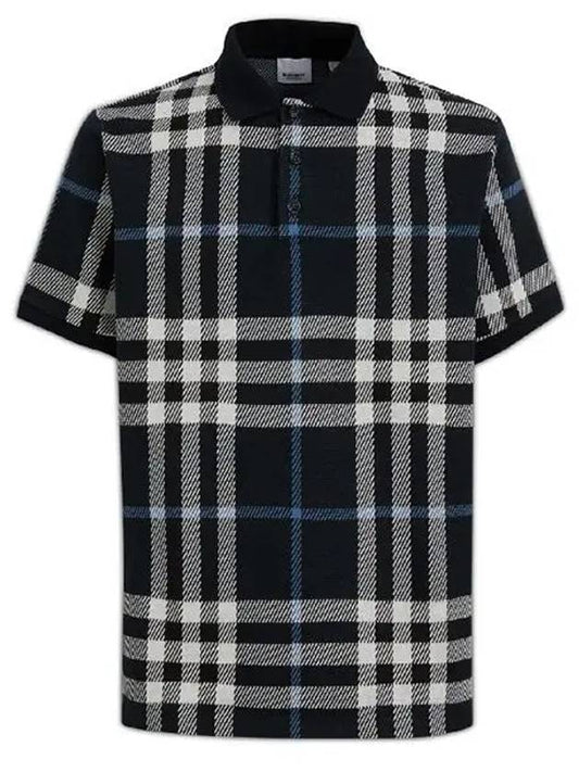 Tartan Short Sleeve Polo Shirt White Navy - BURBERRY - BALAAN 2