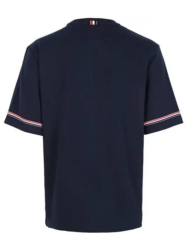 Cotton Rugby Short Sleeve T-Shirt Navy - THOM BROWNE - BALAAN 3