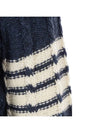 Donegal Twist Cable 4 Bar Classic V Neck Cardigan Blue - THOM BROWNE - BALAAN 5