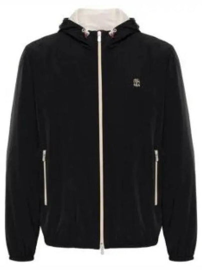 Embroidered Logo Zip-up Hoodie Black - BRUNELLO CUCINELLI - BALAAN 2