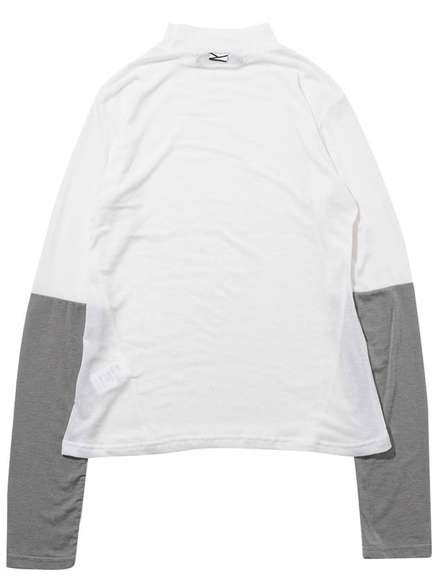 Half Neck Color Sleeve Tencel Half Neck T-Shirt White - IMIRK - BALAAN 3