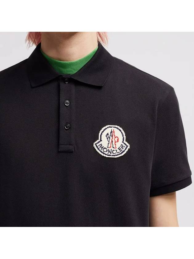 Logo Patch Cotton Polo Shirt Black - MONCLER - BALAAN 6