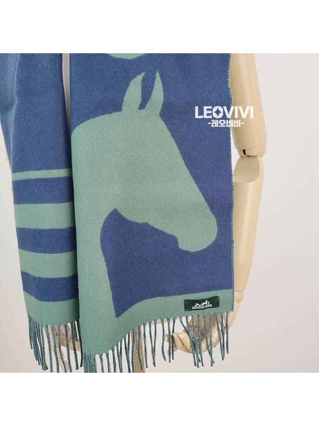 Kazak Love Story Cashmere Muffler Scarf Light Butt Indigo H254043S - HERMES - BALAAN 3